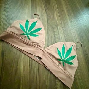 Green Weed Leaves Bralette